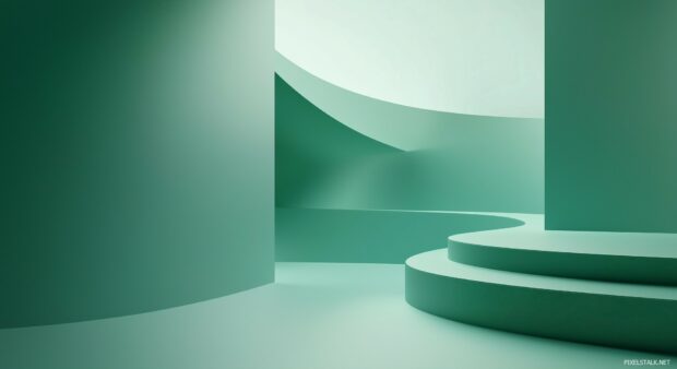 A minimalist green desktop background with a slight sheen and a smooth surface.