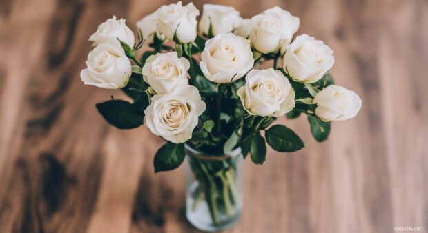 A minimalist white roses HD wallpaper.