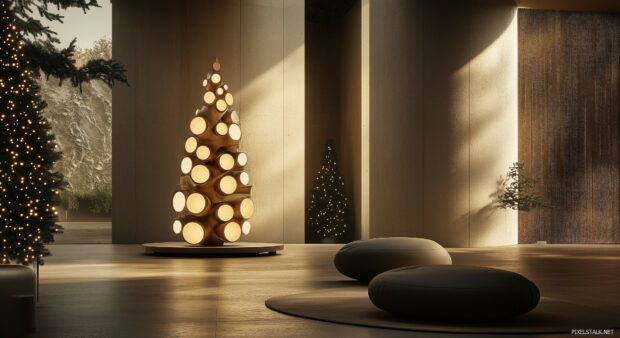 A modern Christmas display with sleek LED lights.