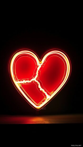 A neon broken heart.