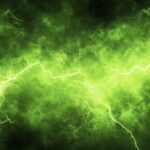 A neon green HD wallpaper with an electric light pattern.