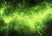 A neon green HD wallpaper with an electric light pattern.