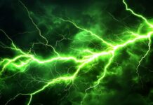 A neon green wallpaper HD with an abstract electric light pattern, mimicking lightning or energy bursts, giving a dynamic and edgy look.