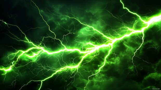 A neon green wallpaper HD with an abstract electric light pattern, mimicking lightning or energy bursts, giving a dynamic and edgy look.