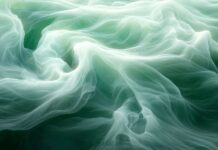 A pastel green wallpaper HD with light, wavy lines resembling flowing water, bringing a serene and peaceful atmosphere.