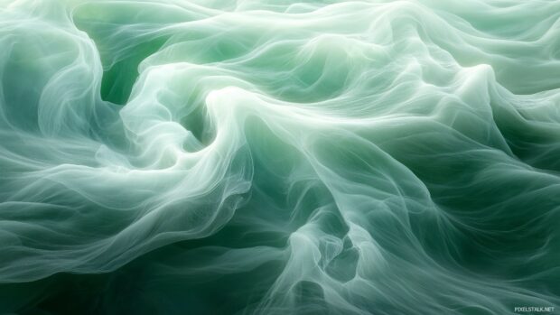 A pastel green wallpaper HD with light, wavy lines resembling flowing water, bringing a serene and peaceful atmosphere.