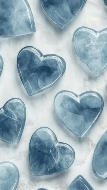 A pattern of overlapping translucent blue hearts.