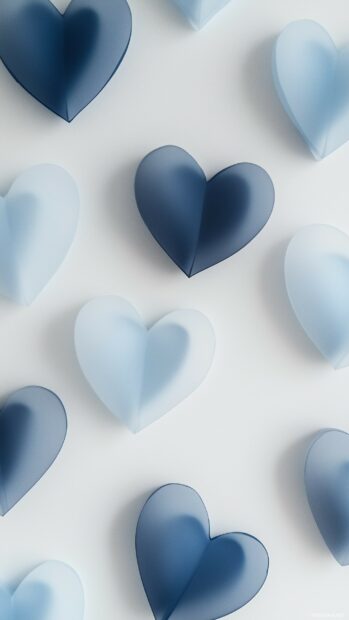 A pattern of overlapping translucent blue hearts on a light gray background.