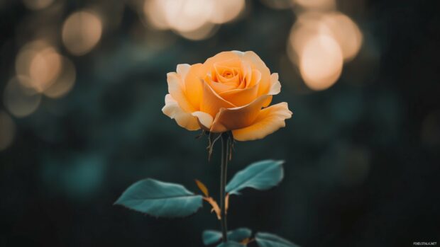 A photograph of a single yellow rose with a blurred background.