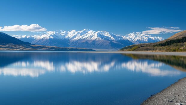 A picturesque mountain lake landscape image.