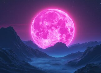 A pink  Moon Desktop Wallpaper.