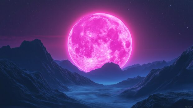 A pink  Moon Desktop Wallpaper.