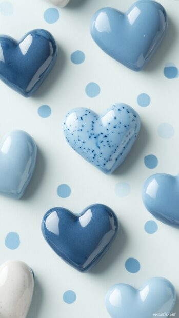 A playful arrangement of small blue hearts background.