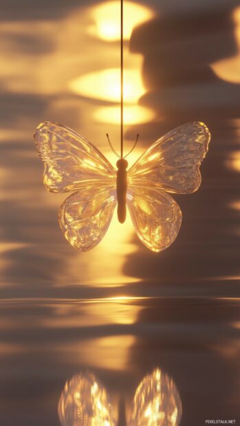 A radiant 3D butterfly with translucent wings.