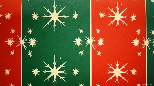 A retro Christmas wallpaper of a classic red and green Christmas card design with vintage typography, snowflakes, and a nostalgic holiday pattern (2).