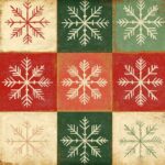 A retro Christmas wallpaper of a classic red and green Christmas card design with vintage typography, snowflakes, and a nostalgic holiday pattern (4).