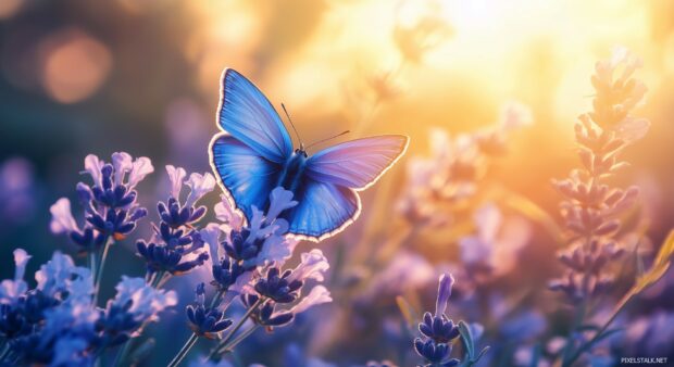 A serene blue butterfly HD wallpaper free download.