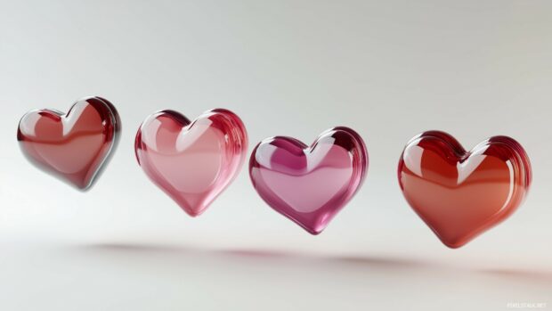 A series of floating 3D hearts wallpaper.