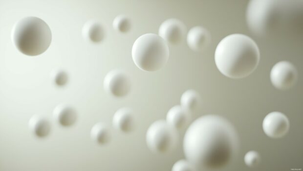 A series of floating 3D spheres movement wallpaper.