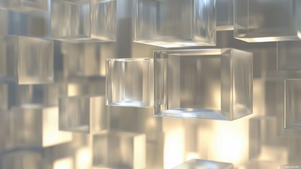 A series of floating, transparent 3D cubes HD wallpaper.