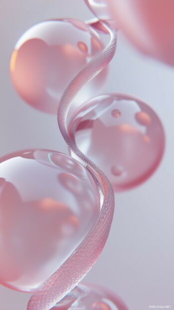 A series of smooth, floating pink 3D spheres.