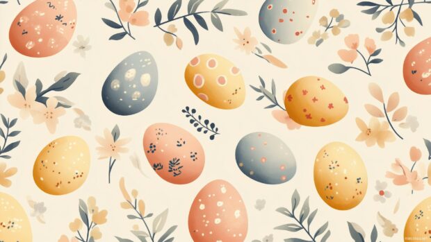 A simple, elegant Easter pattern with pastel colored eggs and flowers.