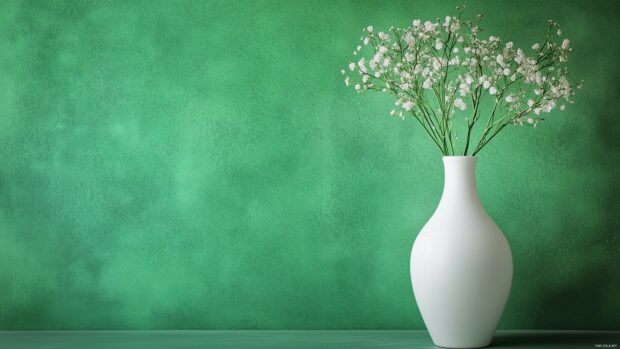 A simple green wallpaper with a clean, white border around the edges, creating a fresh and light appearance.