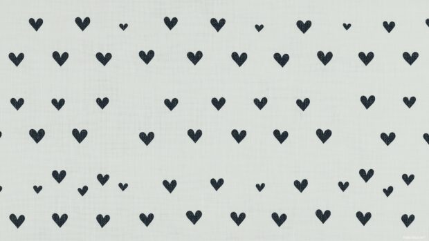 A simple pattern of small, outline style black hearts evenly spaced on a light gray background, creating an elegant and understated design.