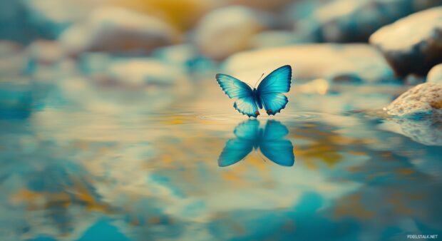 A single blue butterfly HD desktkop wallpaper.