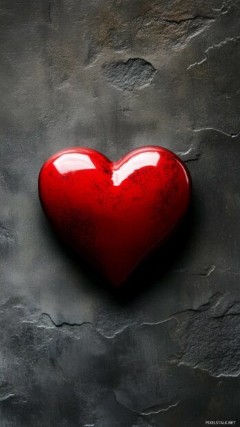 A single, cute red heart set against a dark charcoal background.