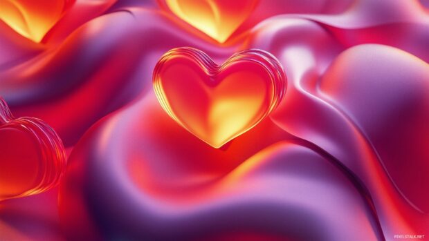 A single large 3D heart desktop wallpaper.