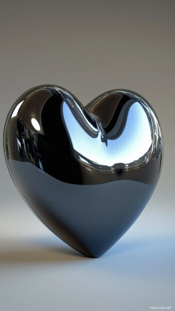 A single, large 3D heart with a glossy finish, softly illuminated in a minimalist setting with smooth gradients and subtle shadows, creating an elegant abstract design.