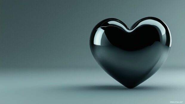 A single large 3D heart with a smooth, glossy surface, floating against a minimalist background, with soft lighting creating subtle reflections and depth.