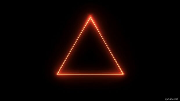 A single neon triangle glowing with soft gradients on a dark background.