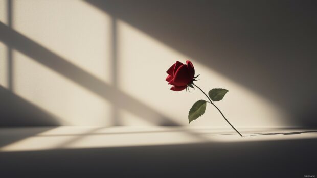 A single rose stem diagonally crossing the background.