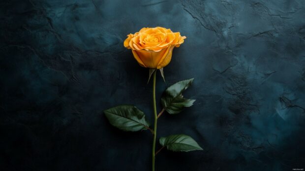 A single yellow rose 4K wallpaper.