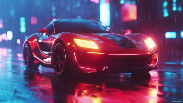 A sleek 3D sports car wallpaper with a futuristic design.