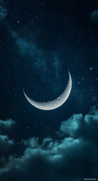 A sleek crescent Moon Wallpaper iPhone.