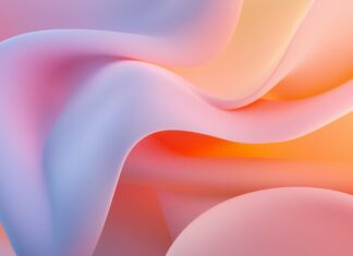 A smooth, flowing 3D ribbon that curves across the screen in a minimalist style, with soft gradients and subtle lighting.