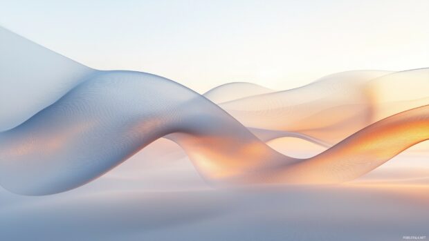 A smooth, flowing 3D ribbon that curves across the screen in a minimalist style, with soft gradients and subtle lighting creating a calm and abstract design.