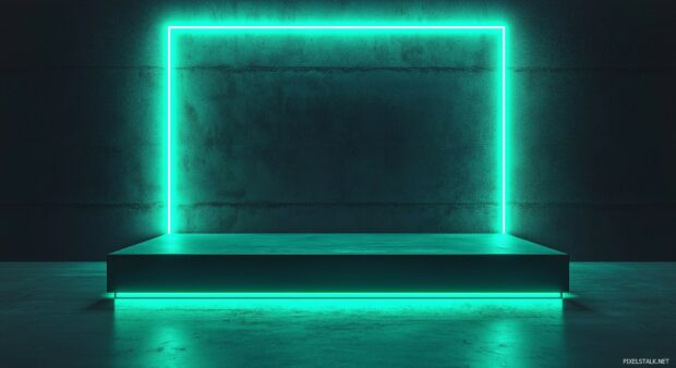 A smooth neon green surface with glowing edges and a slight gradient.