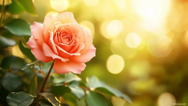 A soft focus image of a blooming pink rose wallpaper.