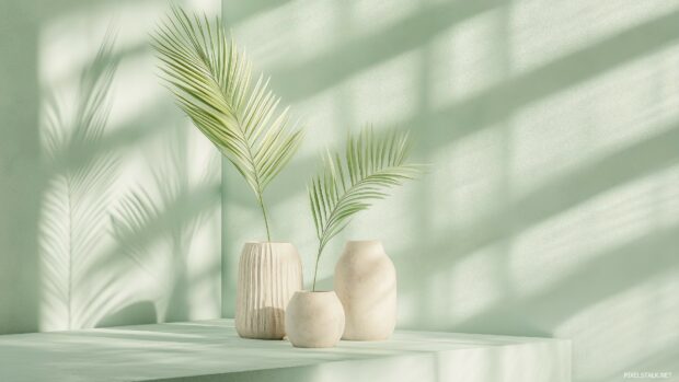 A soft light green wallpaper with a smooth, matte finish.