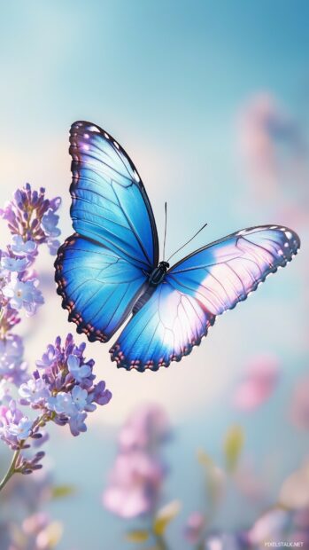 A striking blue butterfly aesthetic wallpaper.