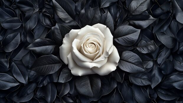 A striking image of a white rose.