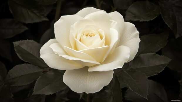 A striking white rose image.