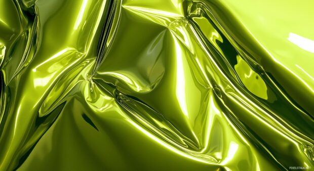 A vibrant neon green texture with a shimmering metallic finish.