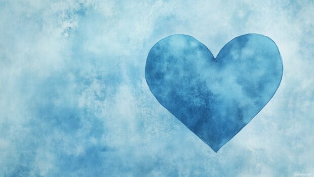 A watercolor style blue heart HD wallpaper.