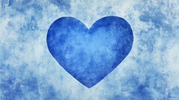 A watercolor style blue heart gently blending into a soft, textured background.