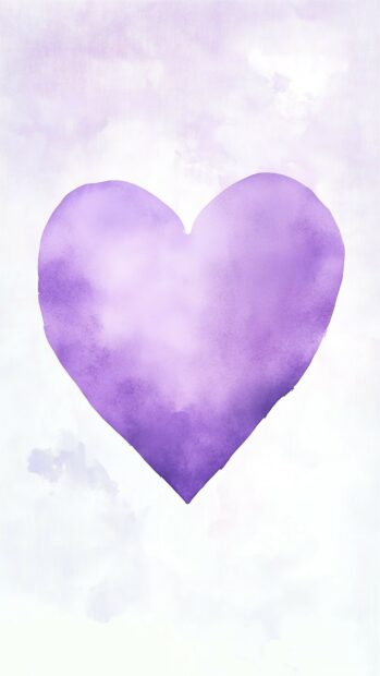 A watercolor style purple heart gently blended into a light lavender background, giving it a soft, artistic quality.